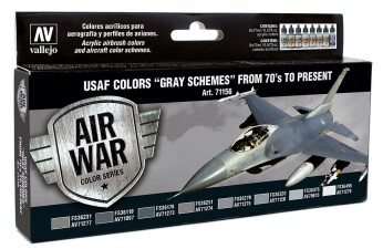 Vallejo 771156  Farb-Set, USAF Grau-Schemata ab 1970, 8 x...