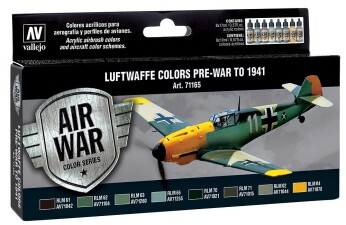 Vallejo 771165  Farb-Set, Luftwaffe, Vorkriegszeit bis 1941, 8 x 17 ml