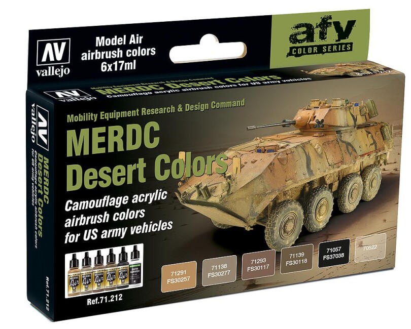 Vallejo 771212  Farb-Set, MERDC Wüstentarnung US Armee, 6 x 17 ml