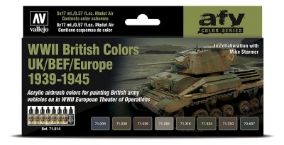 Vallejo 771614  Farb-Set, Britische Farben, Europa, WWII
