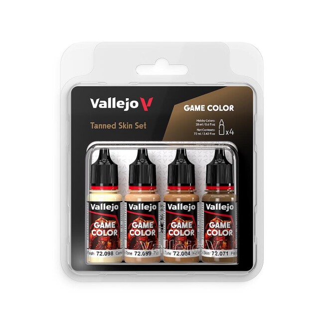 Vallejo 772380  Farb-Set Gebräunte Haut, 4x 18 ml