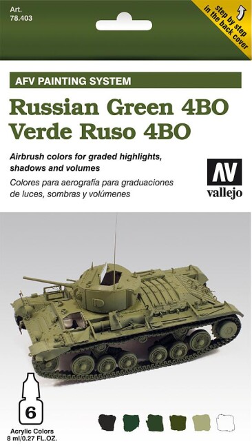 Vallejo 778403  Farb-Set, US Verde Ruso 4BO, 6 x 8 ml