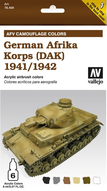 Vallejo 778409  Farb-Set, Deutsch Afrika-Korps 41/42, 6 x 8 ml