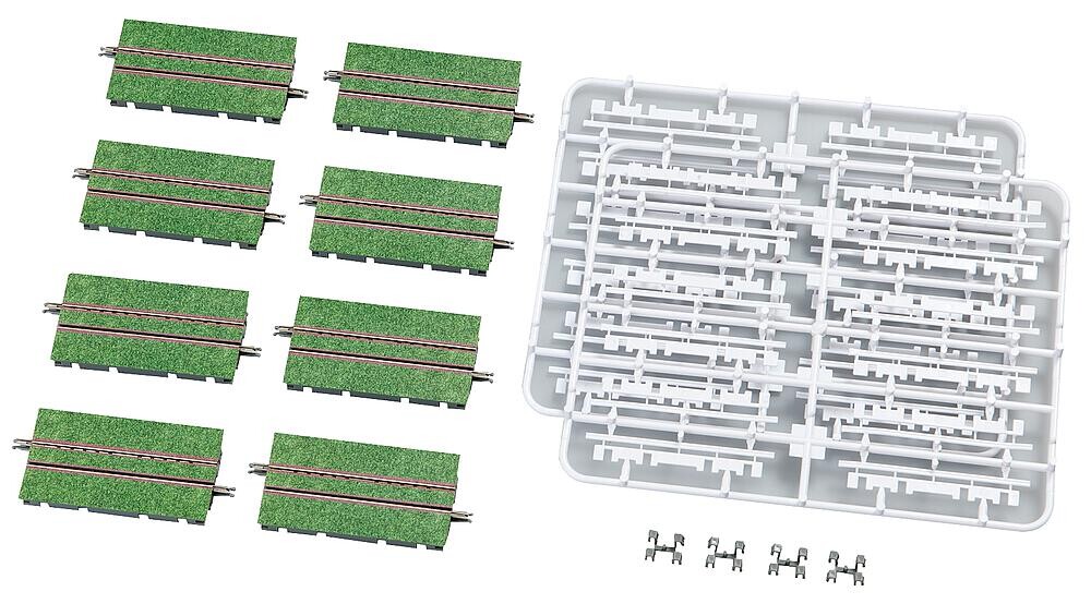 TomyTEC 971789  8 Tram-Gleise, gerade, 70 mm, begrünt