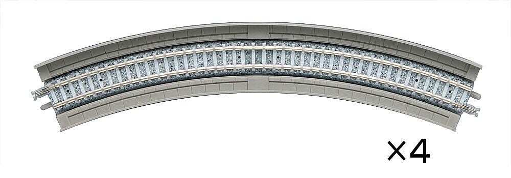 TomyTEC 971871  4 Gleise, gebogen, in Beton-Viaduktbettung, 45°, r 280 mm