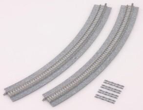 TomyTEC 977721  4 Gleise, gebogen, mit breiter  Schotterbet., 45&deg;, r 317 mm