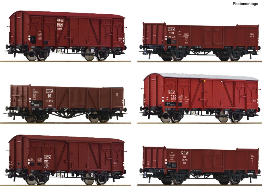 Roco 6600098  6er-Set Güterwagen "60 Jahre OPW"  Ep. III OPW