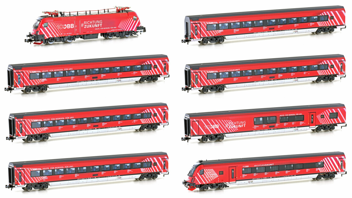 Hobbytrain H25227  Personenzug mit E-Lok Rh 1116 Railjet / 100-Jahre-ÖBB 8-teilig  Ep. V ÖBB