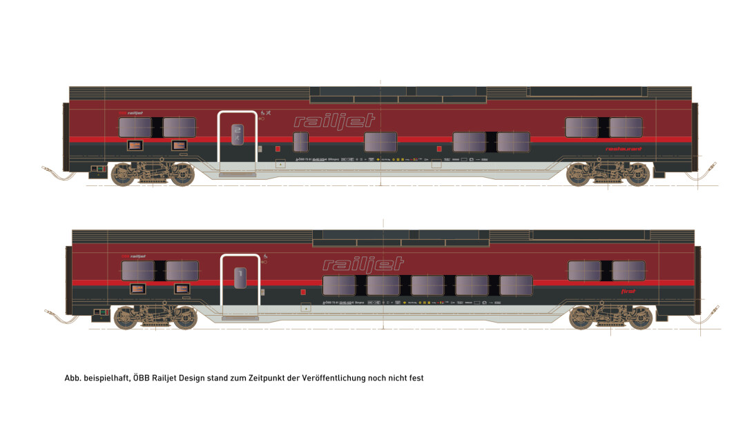 Hobbytrain H25403  2er-Set Personenwagen Railjet DANI Set 3  Ep. VI ÖBB