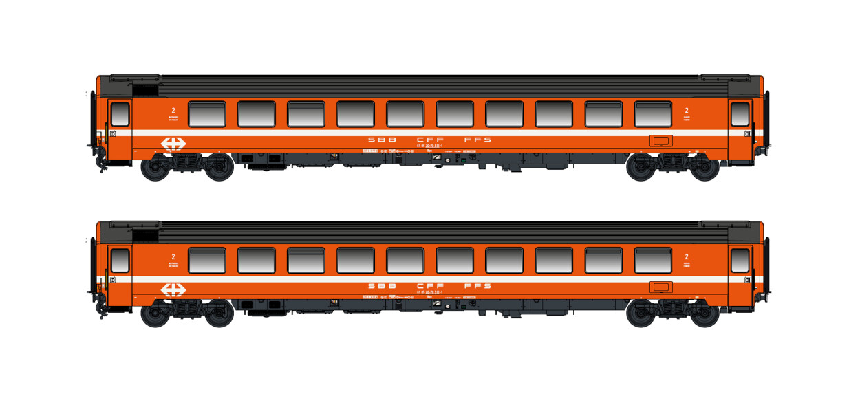 Hobbytrain H25501  2er-Set Personenwagen Bpm 2.Kl. (UIC Z1)  Ep. V-VI SBB