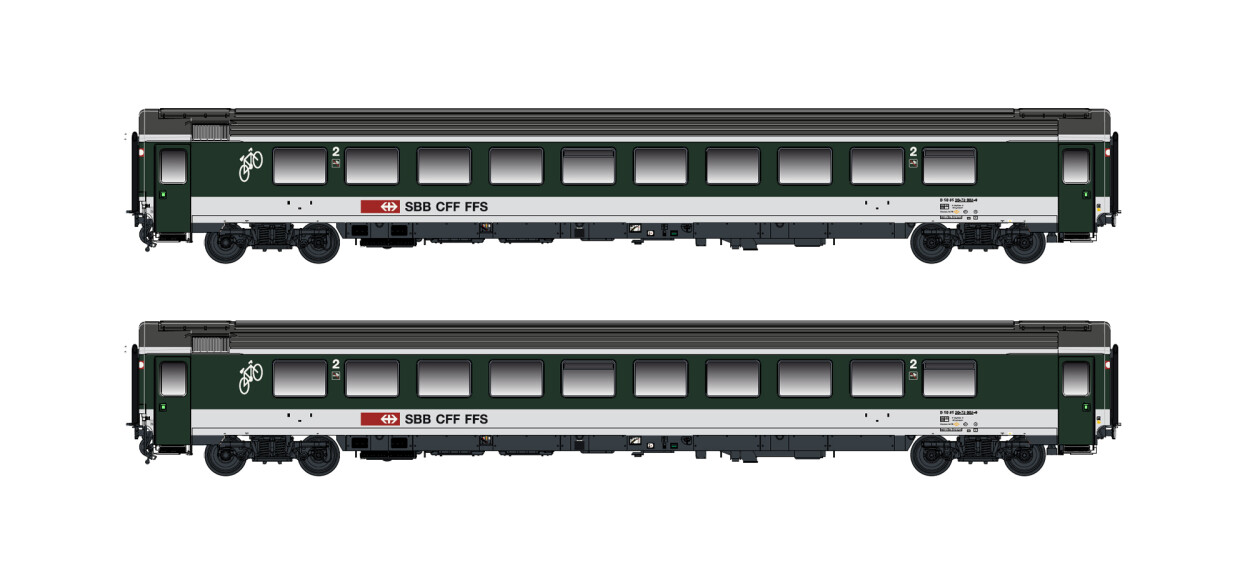 Hobbytrain H25502  2er-Set Personenwagen Bpm 2.Kl. (UIC Z1)  Ep. V-VI SBB