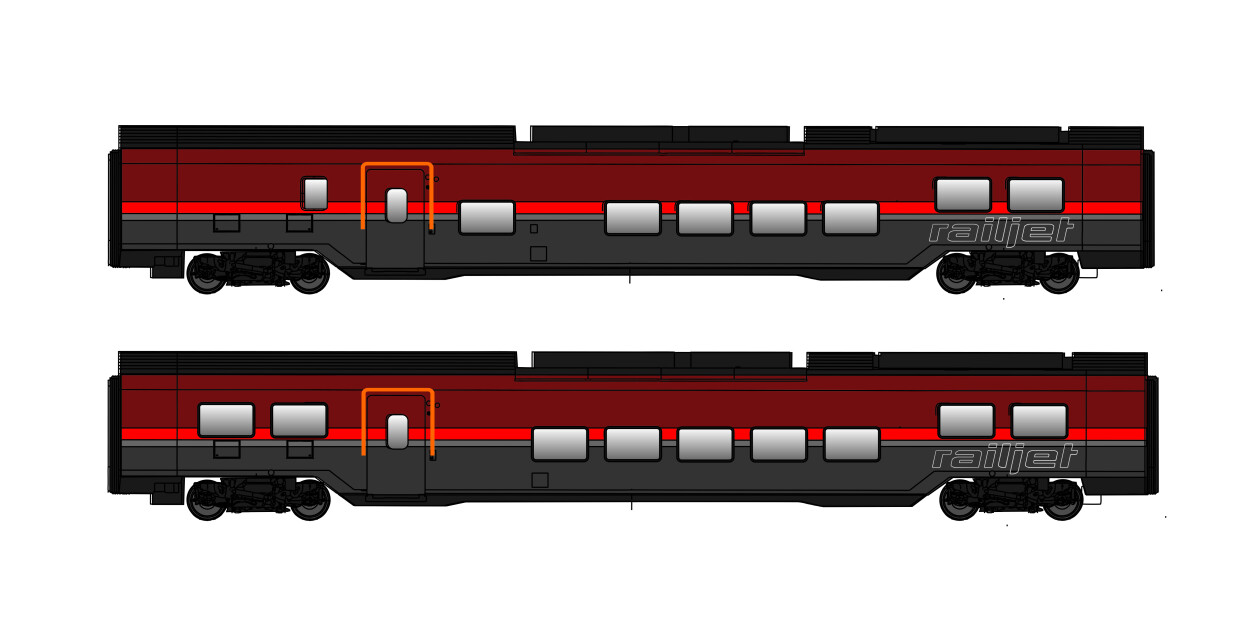 Jägerndorfer JC11201  2er-Set Personenwagen Railjet DANI Basic  Ep. VI ÖBB  AC