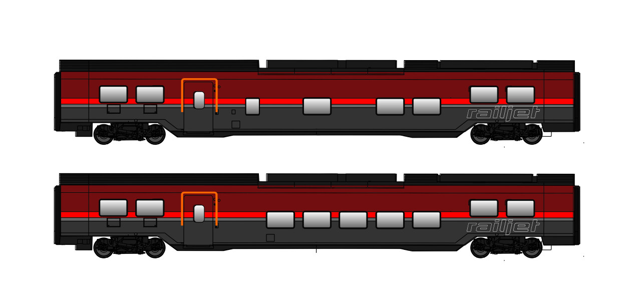 Jägerndorfer JC11211  2er-Set Personenwagen Railjet DANI Basic  Ep. VI ÖBB  AC