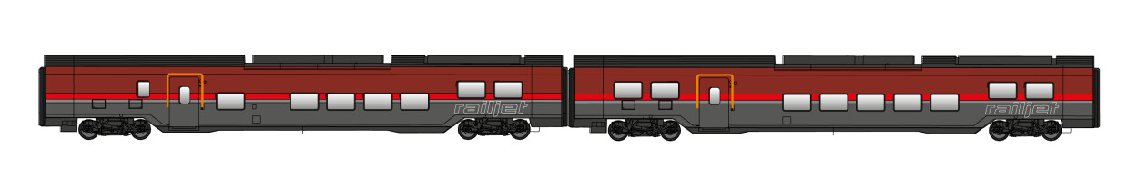 Jägerndorfer JC12200  2er-Set Personenwagen Railjet DANI  Ep. VI ÖBB  AC