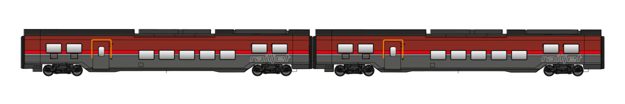 Jägerndorfer JC12220  2er-Set Personenwagen Railjet DANI  Ep. VI ÖBB  AC