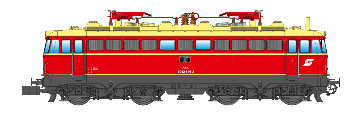 Jägerndorfer JC60100_3  E-Lok Rh 1042 blutorange  Ep. IV ÖBB