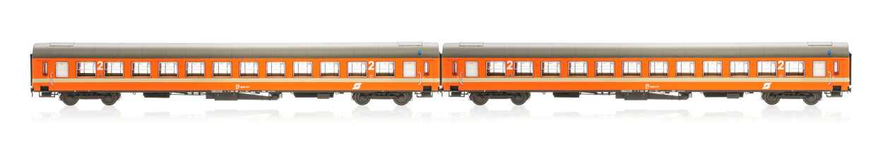 Jägerndorfer JC60150  2er-Set Personenwagen UIC-X 2.Kl. Orange  Ep. III ÖBB