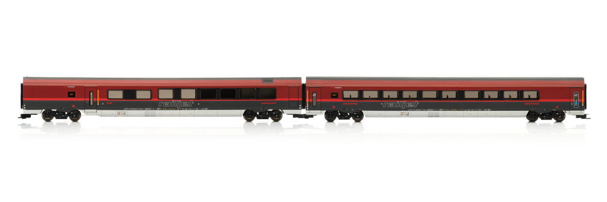 Jägerndorfer JC70218  2er-Set Personenwagen Railjet Eco / Bar  Ep. VI ÖBB