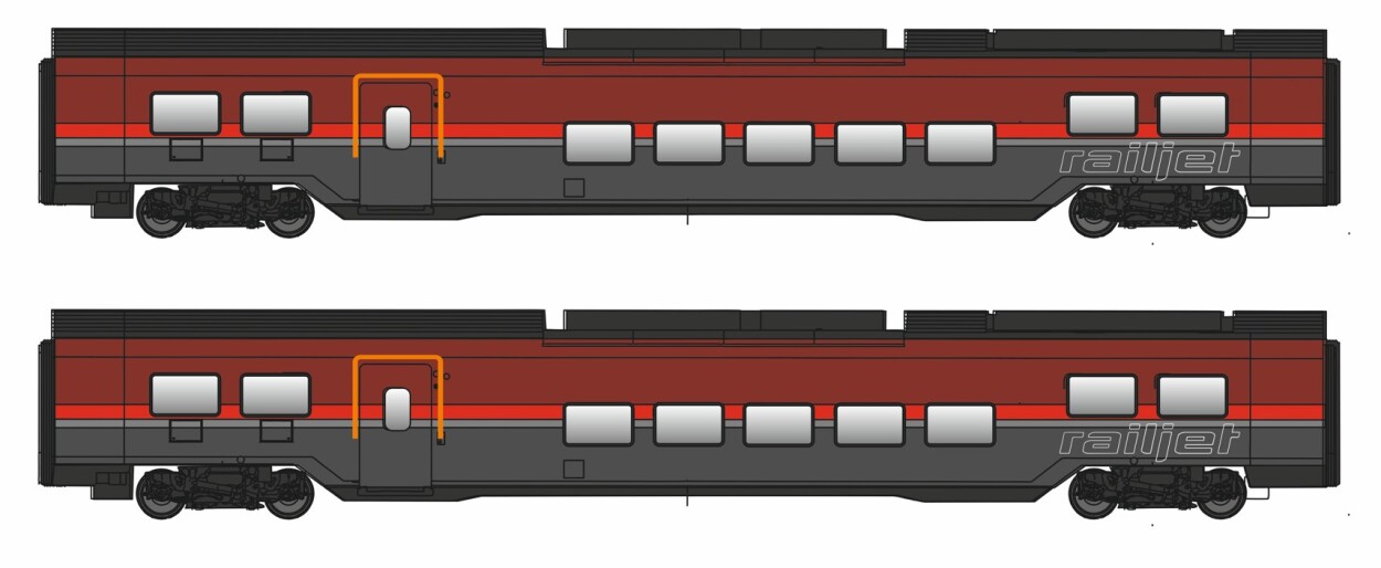 Jägerndorfer JC71221  2er-Set Personenwagen Railjet DANI Basic  Ep. VI ÖBB