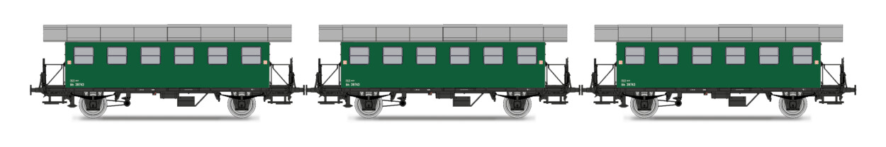 Jägerndorfer JC77100  3er-Set Personenwagen BiH grün  Ep. III ÖBB