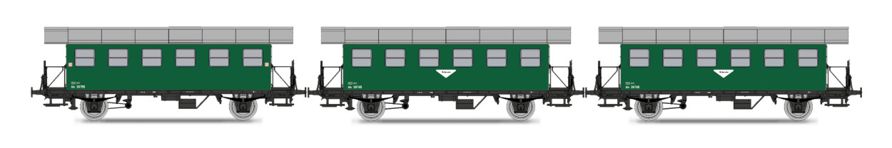 Jägerndorfer JC77300  3er-Set Personenwagen BiH grün  Ep. III ÖBB