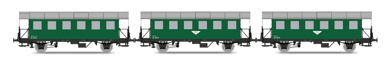 Jägerndorfer JC77400  3er-Set Personenwagen BiH grün  Ep. III ÖBB