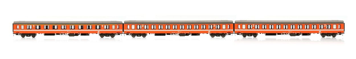 Jägerndorfer JC90401  3er-Set Vorserie-Personenwagen UIX-C orange  Ep. IV ÖBB