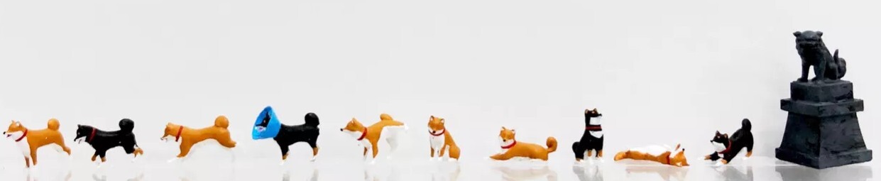 Kato K06604  Figuren Set Shiba-Hunde 1:87 11 Stück