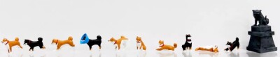 Kato K06604  Figuren Set Shiba-Hunde 1:87 11 St&uuml;ck