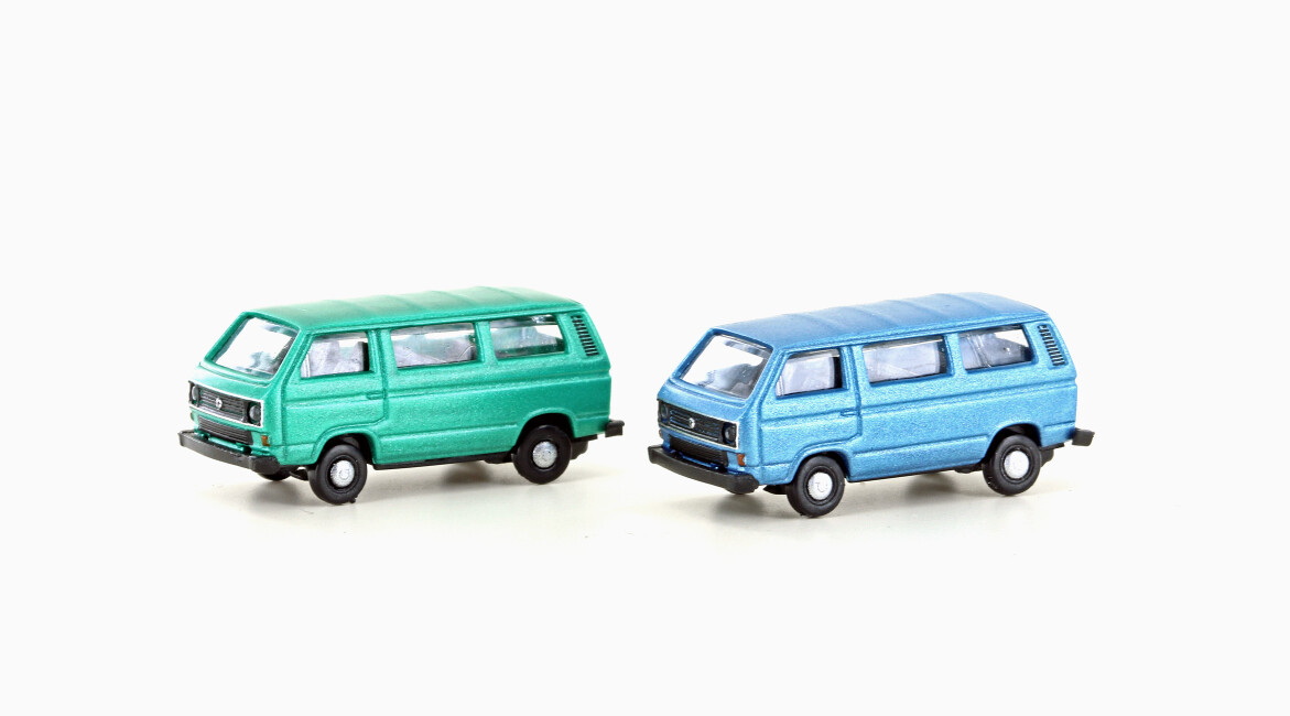 MiNis LC4347  VW T3 2er Set Bus grün+blau (Metallic Serie)