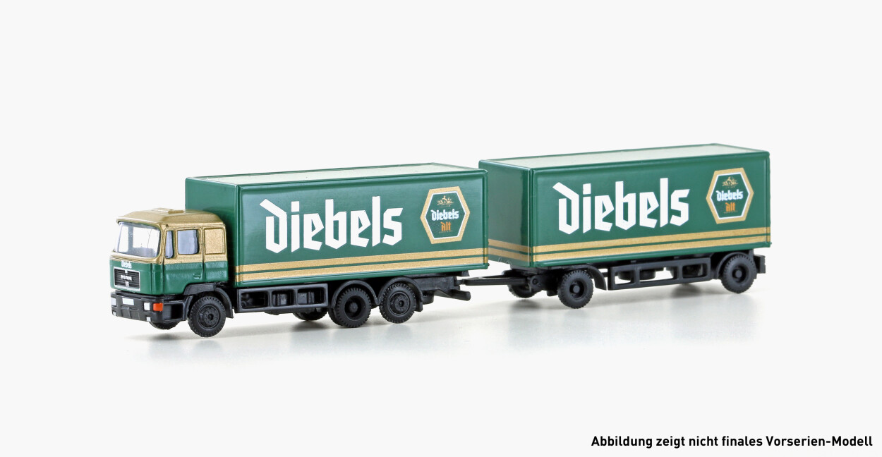 MiNis LC4606  MAN F90 3-achsigerigeriger Koffer-Hängerzug Diebels