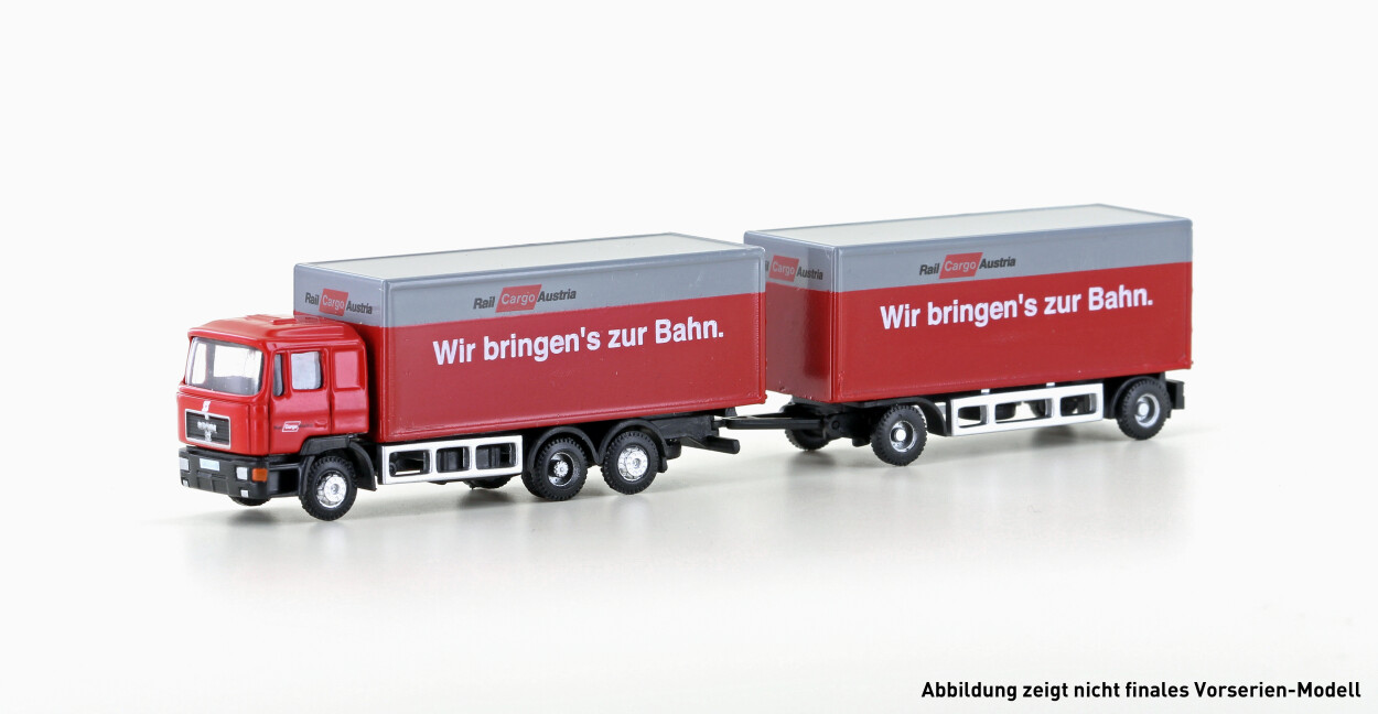 MiNis LC4608  MAN F90 3-achsigerigeriger Koffer-Hängerzug Rail Cargo Austria (ÖBB)