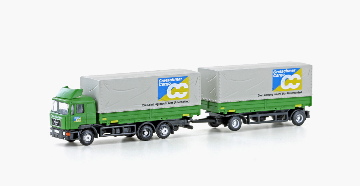 MiNis LC4632  MAN F90 3-achsigerigeriger Wechselpritschen-Hängerzug Cretschmar Cargo