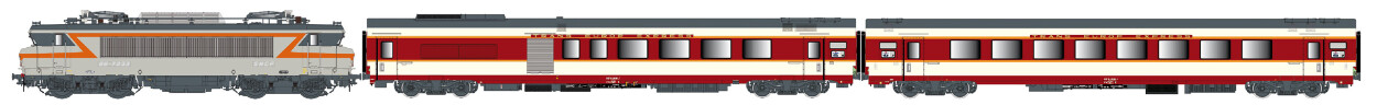 L.S. Models LS11004  Personenzug mit E-Lok BB7200 + 2x GC Wagen Etend 3-teilig  Ep. IV SNCF