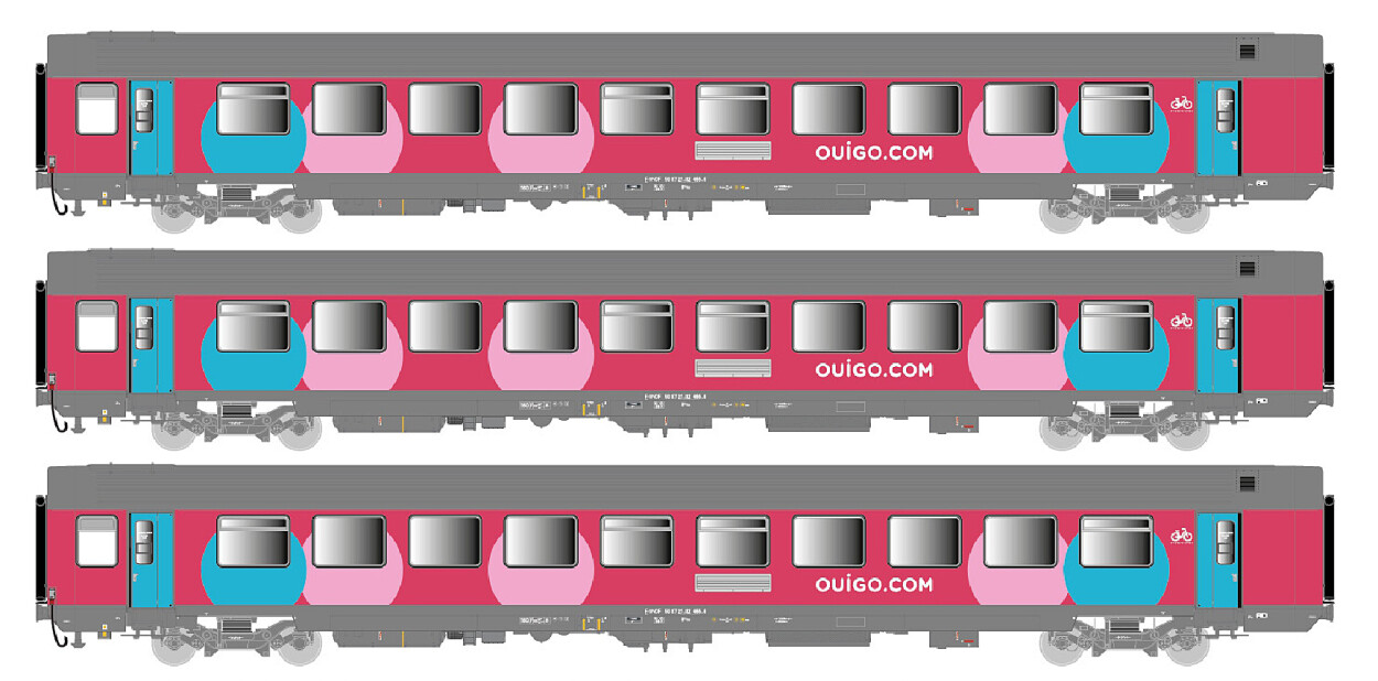 L.S. Models LS40992  3er-Set Personenwagen VTU B10rtu+B11tu OUIGO IB  Ep. VI SNCF