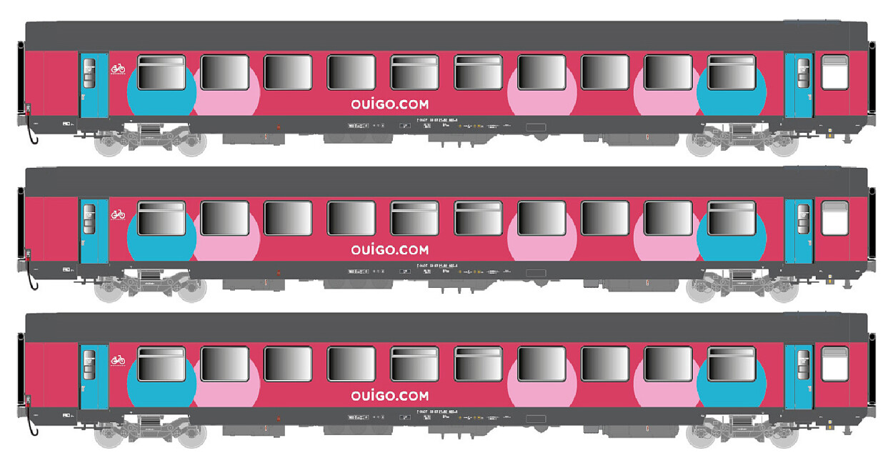 L.S. Models LS40993  3er-Set Personenwagen VTU B10tu+B11tu OUIGO IB  Ep. VI SNCF