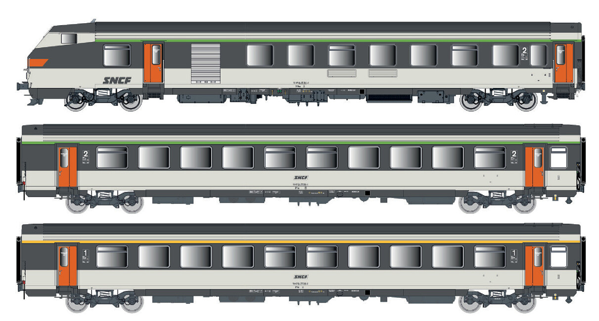 L.S. Models LS41250AC  3er-Set Personenwagen VU+VTU  Ep. IV SNCF  AC