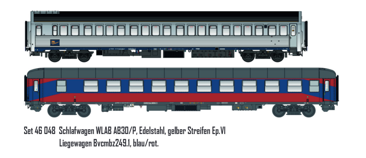 L.S. Models LS46048  2er-Set Personenwagen WLAB AB30/P Inox-ge. Bvcmbz  Ep. VI TRI