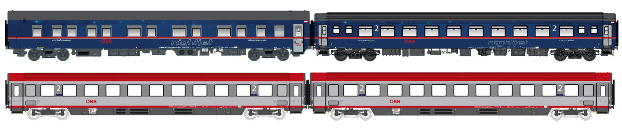 L.S. Models LS97033  4er-Set Nachtzugwagen NJ NJ408 Set I  Ep. VI ÖBB
