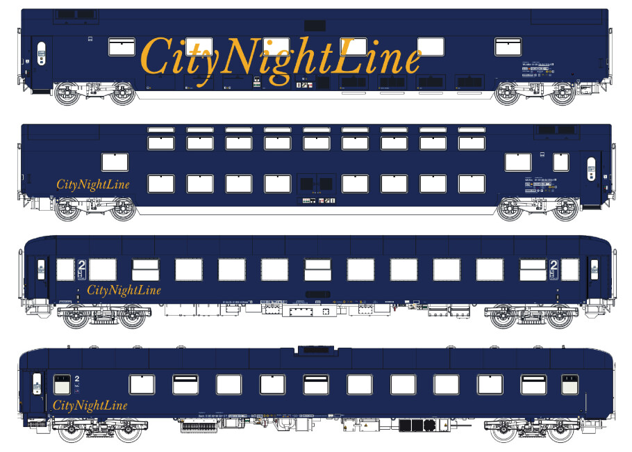 L.S. Models LS99040  4er-Set Nachtzugwagen CNL 212/213 Set I  Ep. V CNL