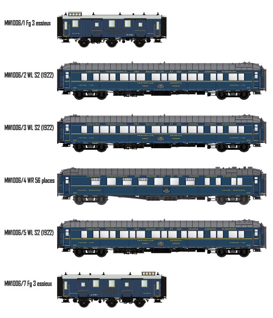 L.S. Models MW1006  6er-Set Personenwagen Bombay Express mit Innenbel.  Ep. II CiWL