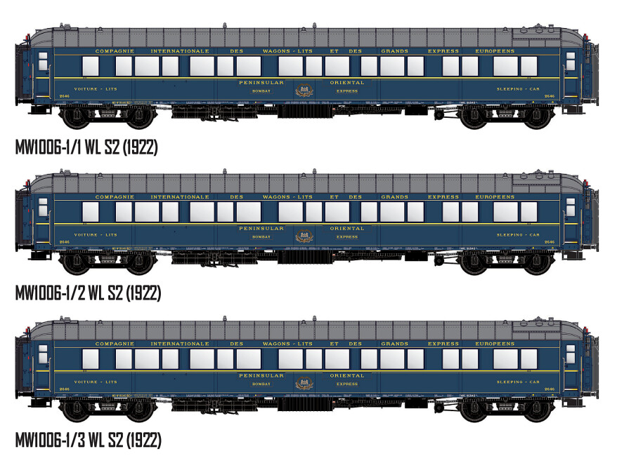 L.S. Models MW1006-1  3er-Set Schlafwagen Bomby Express mit Innenbel.  Ep. II CiWL