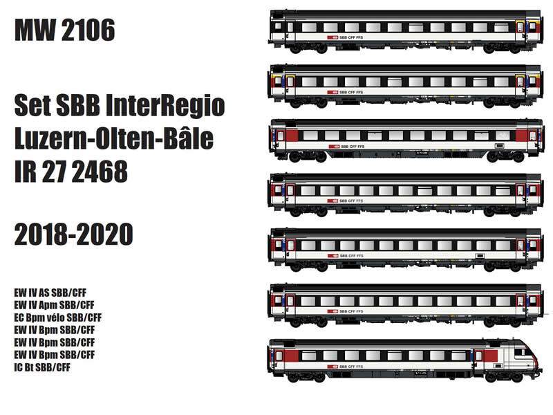 L.S. Models MW2106  7er-Set Personenwagen InterRegio IR 27 2468  Ep. V SBB