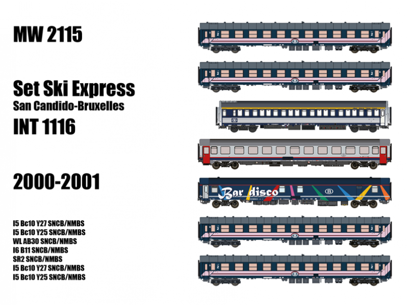 L.S. Models MW2115  7er-Set Personenwagen Ski Express  Ep. VI SNCB