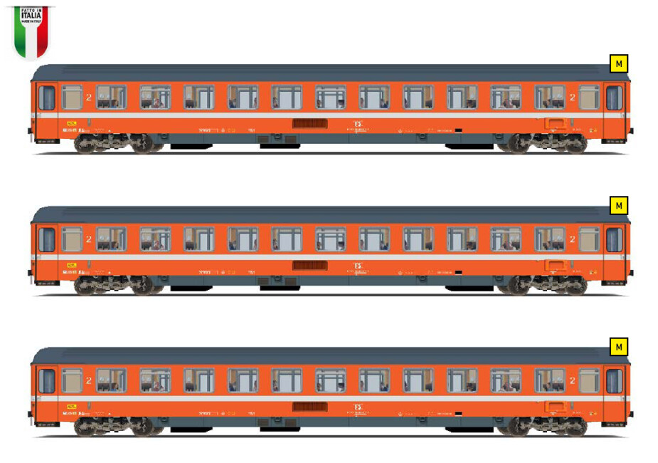 Pirata PI6194  3er-Set Personenwagen C1 Kleinserie orange  Ep. IV FS