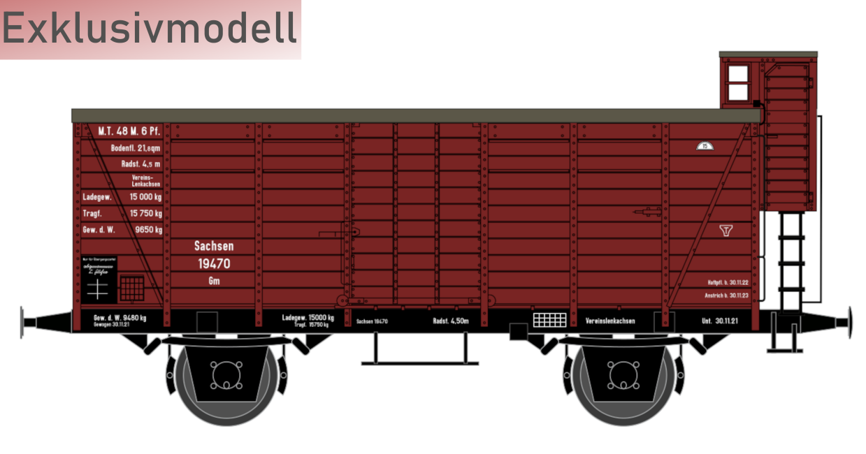 Quack & Salber 171303-070202-1404 Sächsischer G3 von 1921 – exklusiv für fischer-modell - Ged. Güterwagen in Verbandausführung, lfd. Nr. 316