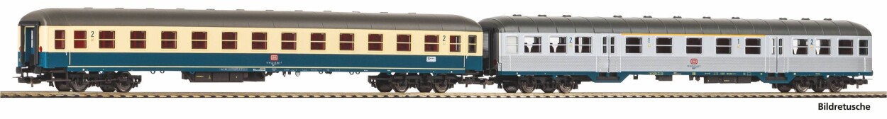 PIKO 28325 2er Set Personenwg. 1x 1./2. Kl. Silberling + 1x 2. Kl. Bm 232 DB IV