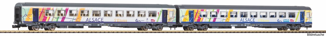 PIKO 94509 N-2er Set Corailwg. ALSACE 1.+2.Kl. SNCF VI