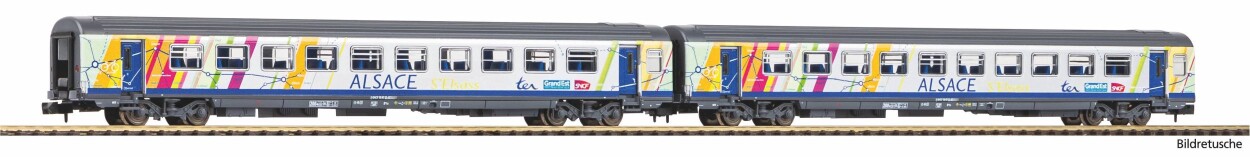 PIKO 94510 N-2er Set Corailwg. ALSACE 2x 2.Kl. SNCF VI