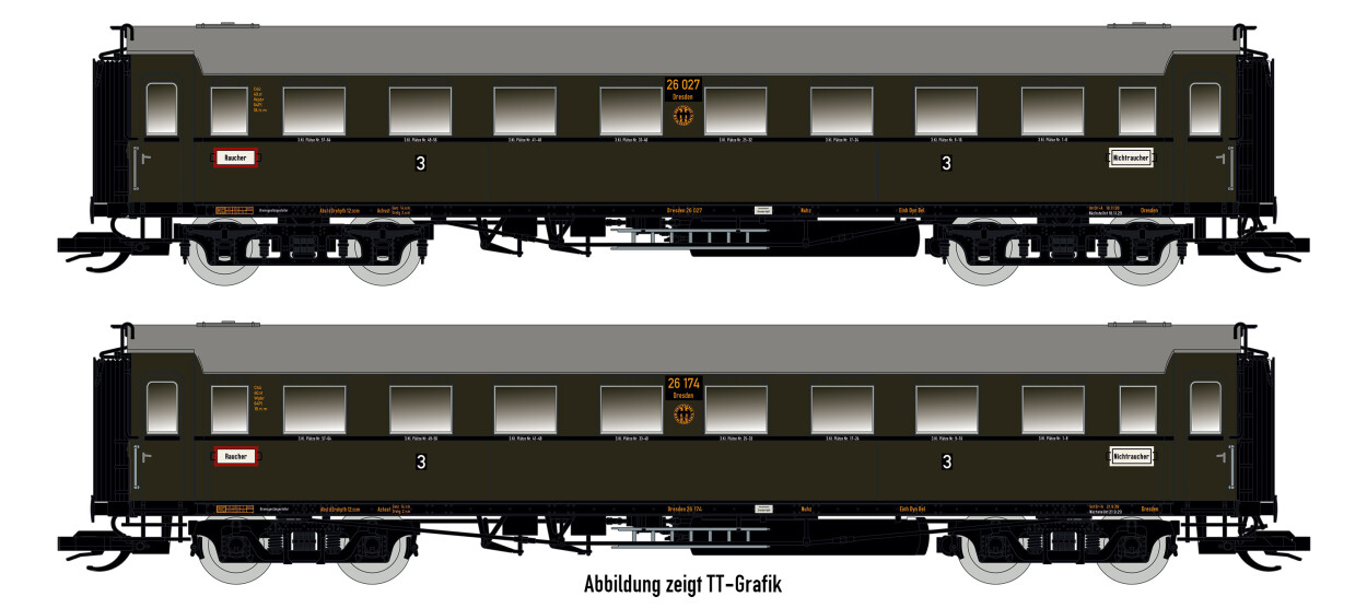 Saxonia 87177 2er Set Personenwagen C4Ü Sa 07, DRG Ep.II